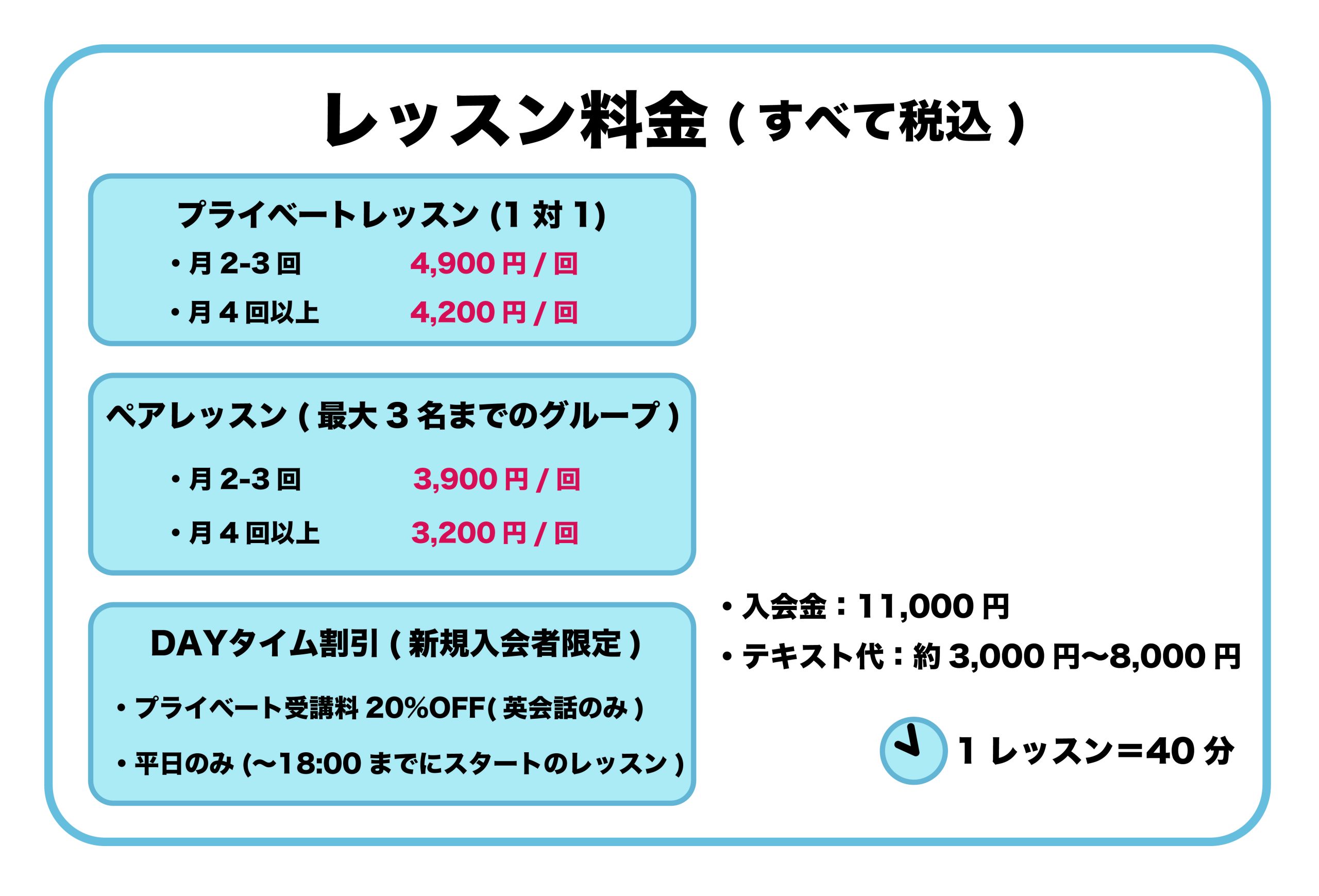 プライベートレッスン料金